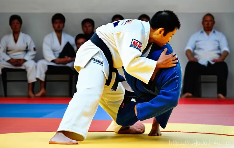 유도 경기에 필요한 심판 규정 - **Prompt 2: Tactical Grips and Strategic Stance**
"Two adult female judokas, both in their twent... 유도 경기에 필요한 심판 규정 - **Prompt 2: Tactical Grips and Strategic Stance**
"Two adult female judokas, both in their twent...