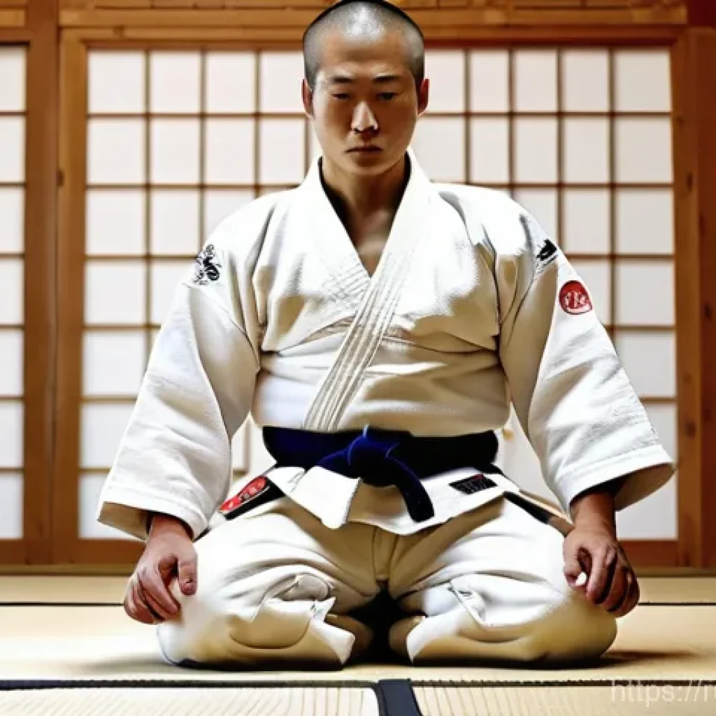 유도 도장 찾는 방법 - **Prompt:** A serene, traditional Japanese judo dojo interior. The room features meticulously laid t...