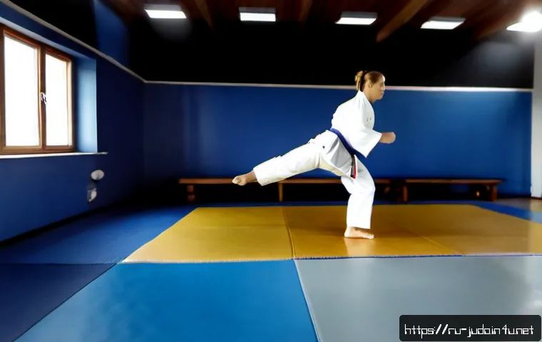 Home 17 유도 훈련 장소 추천 - Photorealistic wide interior of a clean Russian judo training hall in Moscow, tatami mats covering t...